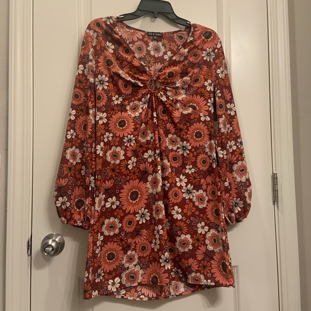 As U Wish Medium red floral dress. NWT
